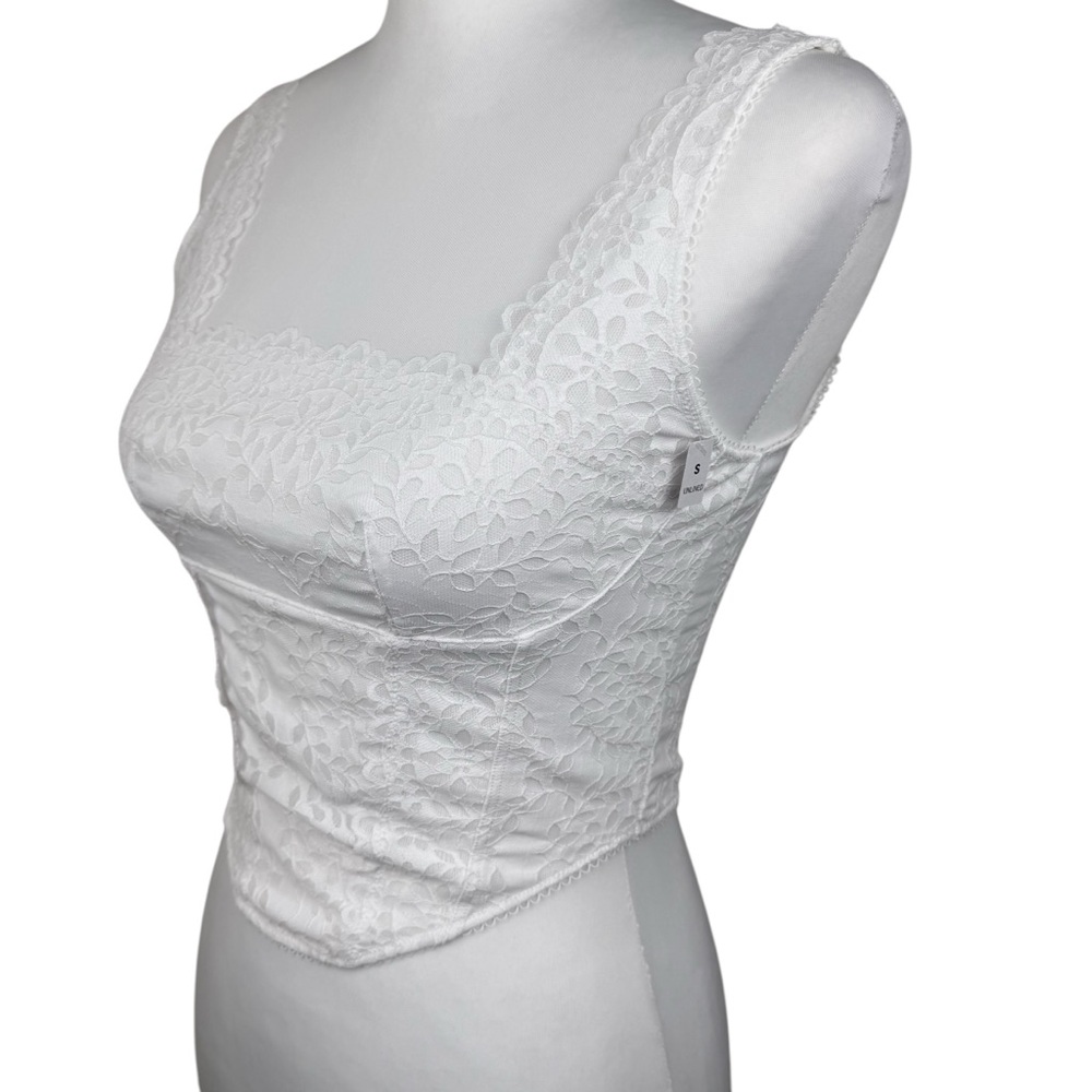 NWT PiNK Victoria’s Secret The Cinched Corset White Lace Bralette Tank Top Cami - Picture 4 of 11
